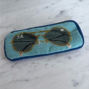 Jonathan Adler Vintage Needlepoint Eyeglass/Sunglass Wool Case with Velvet Back